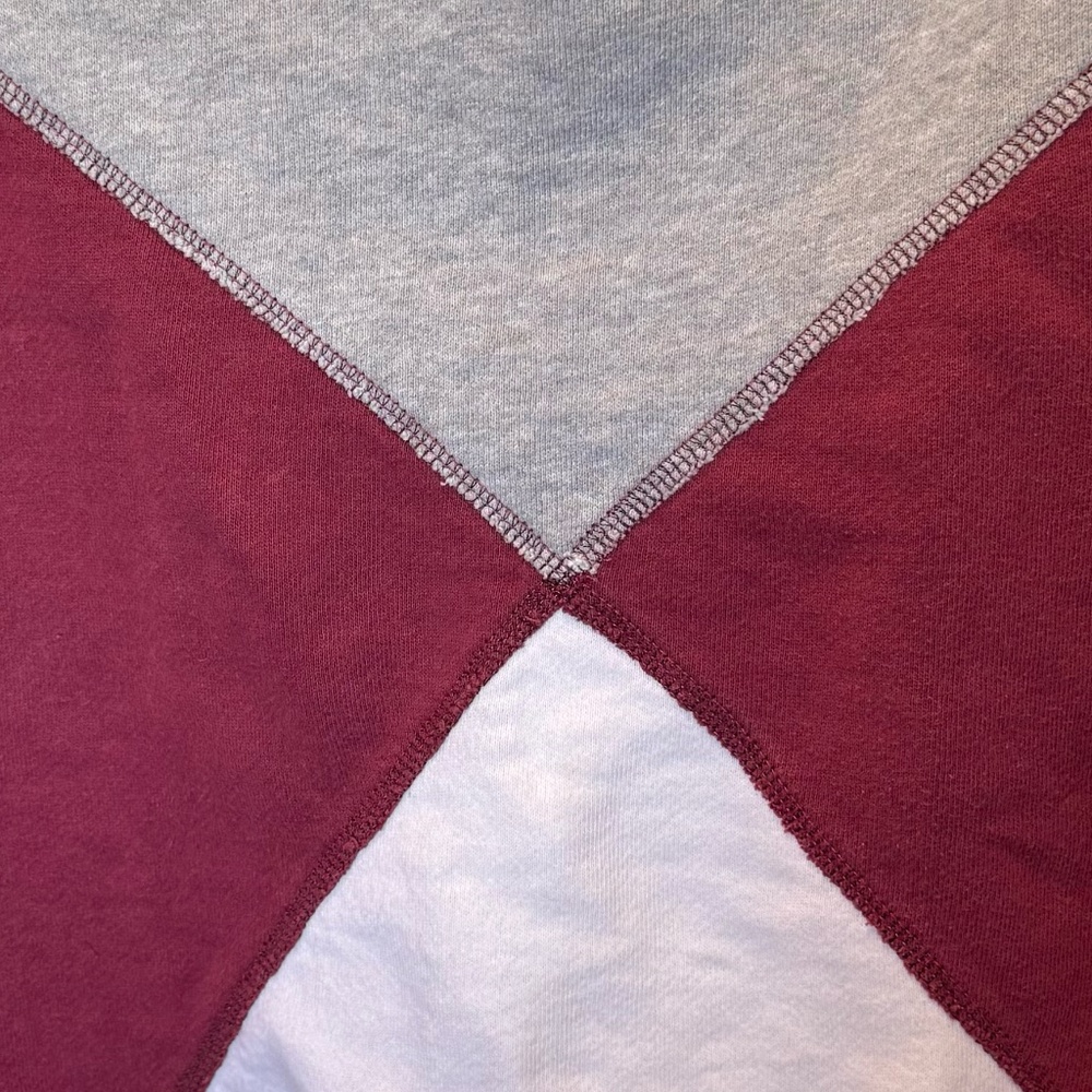 Free People Montauk Colorblock Pullover XS Berry Ivory Raw Hem Sweatshirt NWOT - Picture 4 of 15